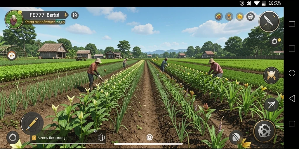 Screenshot gameplay FE777 menampilkan aktivitas bertani yang seru dan menantang.