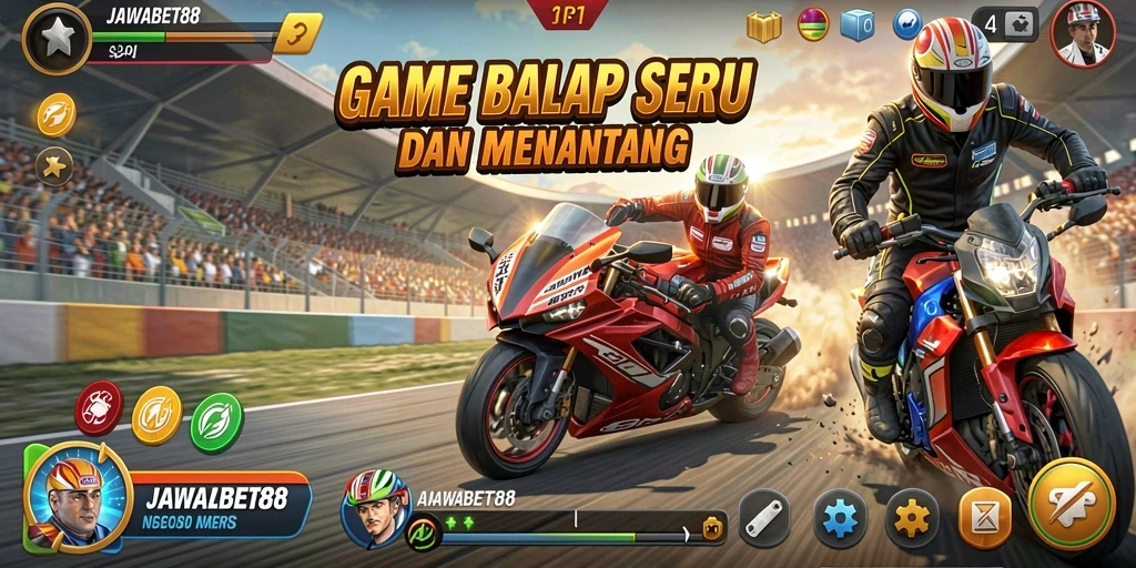 Screenshot gameplay JAWABET88 menunjukkan balapan yang mendebarkan.