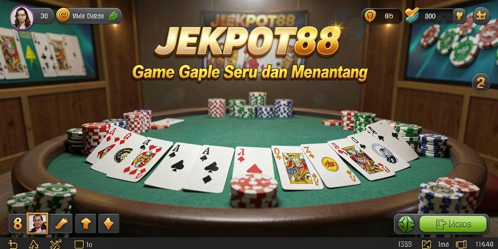 Tampilan gameplay Gaple yang seru dan interaktif di JEKPOT88.