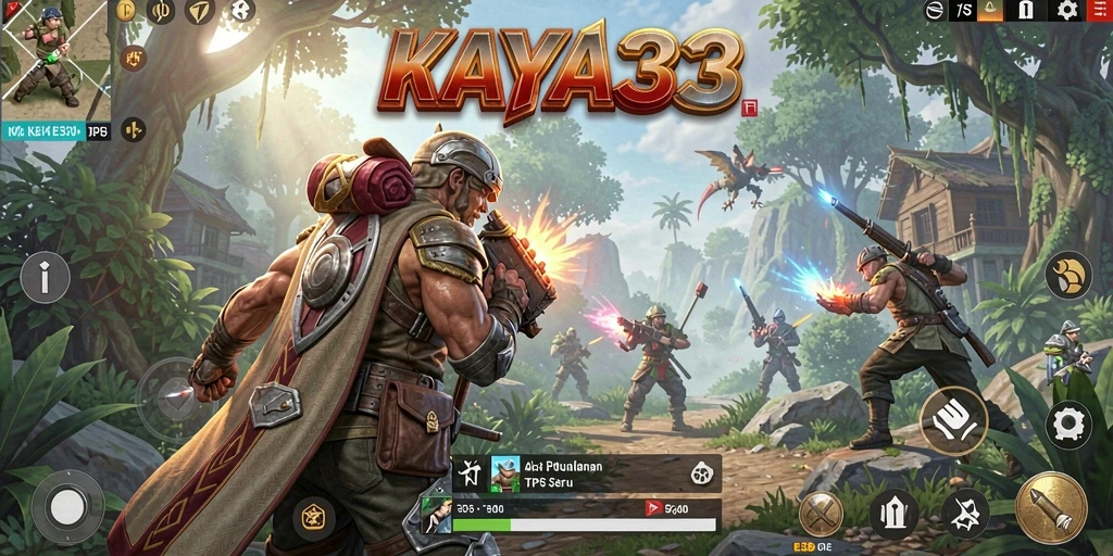 Screenshot gameplay KAYA33 menampilkan aksi seru dalam pertempuran TPS.