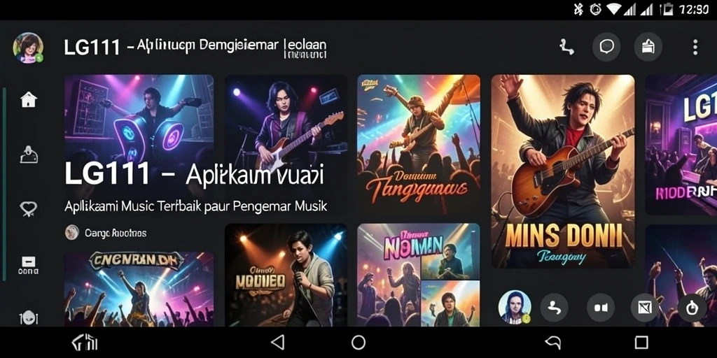 Tampilan gameplay LG111 yang menampilkan antarmuka aplikasi musik.